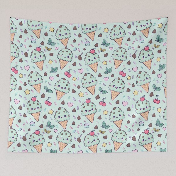 Item preview, Kawaii Mint Chocolate Ice Cream Cake Pattern designed and sold by Soft Berry Studio.