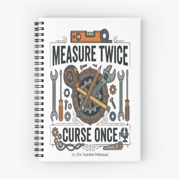 Item preview, Measure Twice Curse Once Funny Tradesman Electrician Gift designed and sold by ArtsyElegance4U ⭐⭐⭐⭐⭐.
