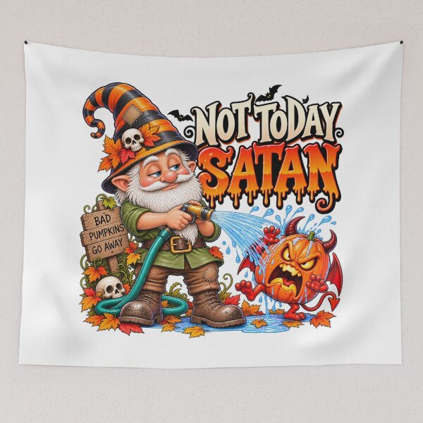 Item preview, Not Today Satan Halloween Gnome designed and sold by J-CCreations.