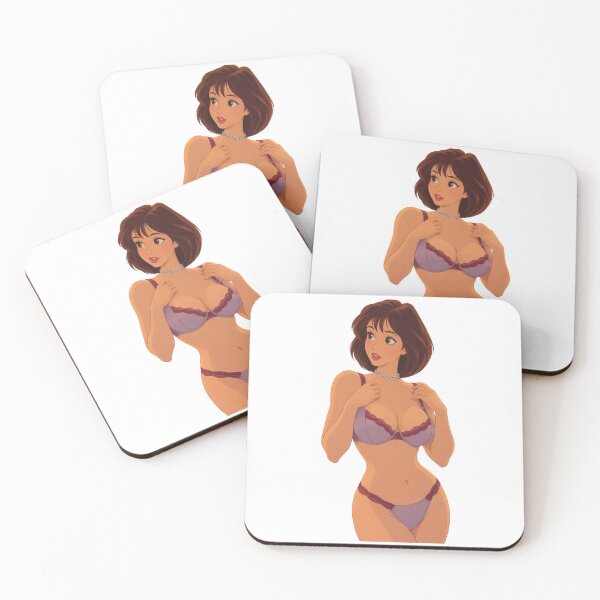 Item preview, Brunette Purple Lace Lingerie Girl - Retro 90s Cartoon Style designed and sold by  Hollow Moon Studios..