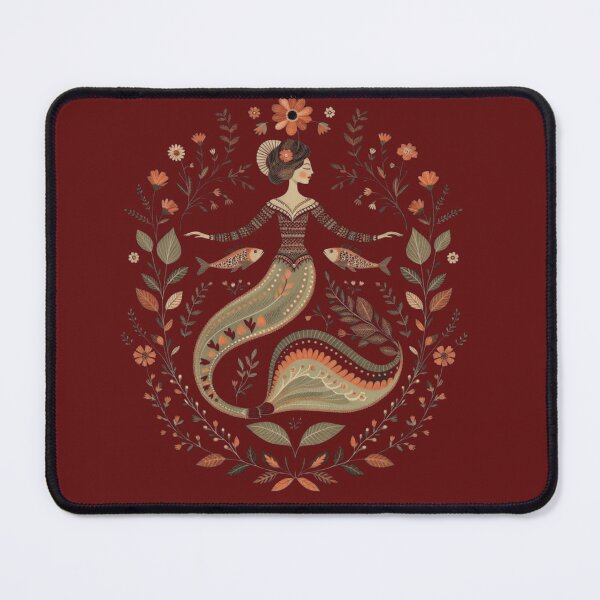 Item preview, Vintage Mermaid Folk Art – Floral Botanical Boho Illustration designed and sold by Mousy17.