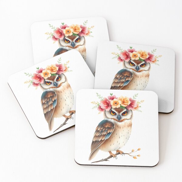 Item preview, Owl With Floral Crown designed and sold by ARTAFACT.