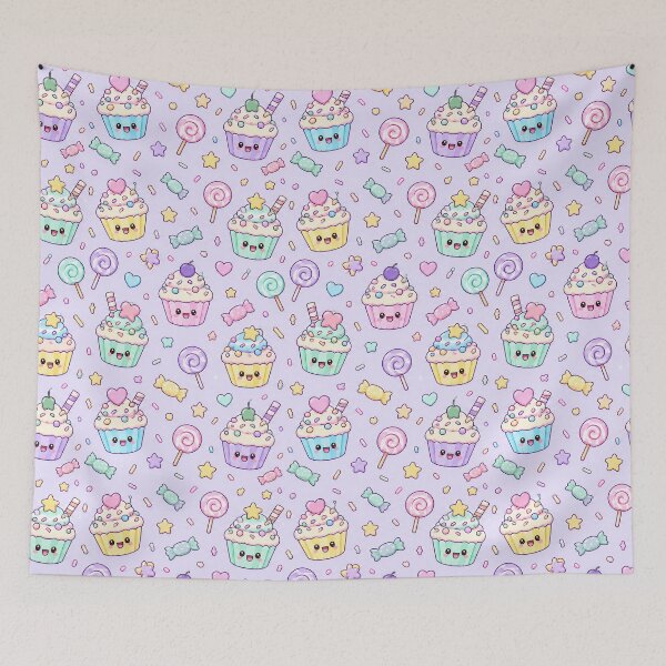 Item preview, Kawaii Candy Cupcake Pastel Sweets Pattern designed and sold by Soft Berry Studio.