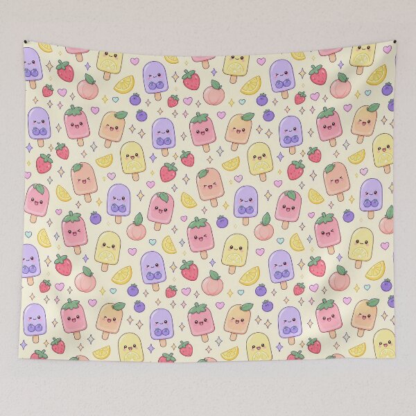 Item preview, Kawaii Fruit Popsicle Pastel Pattern designed and sold by Soft Berry Studio.