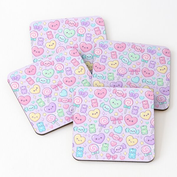 Item preview, Kawaii Candy Heart Mix Pastel Pattern designed and sold by Soft Berry Studio.