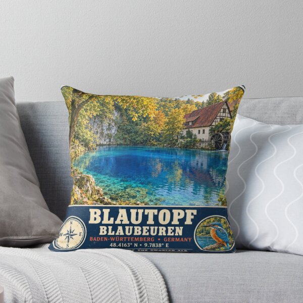 Item preview, Blautopf Blaubeuren – Vintage Blue Spring Landscape designed and sold by naturalsurvival.