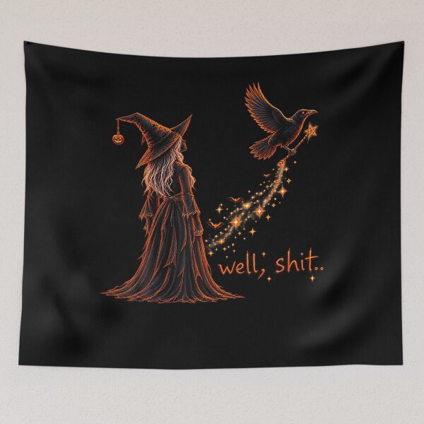 Item preview, Well Shit Funny Witch Crow Magic Wand Halloween Spooky designed and sold by smiadraspi.