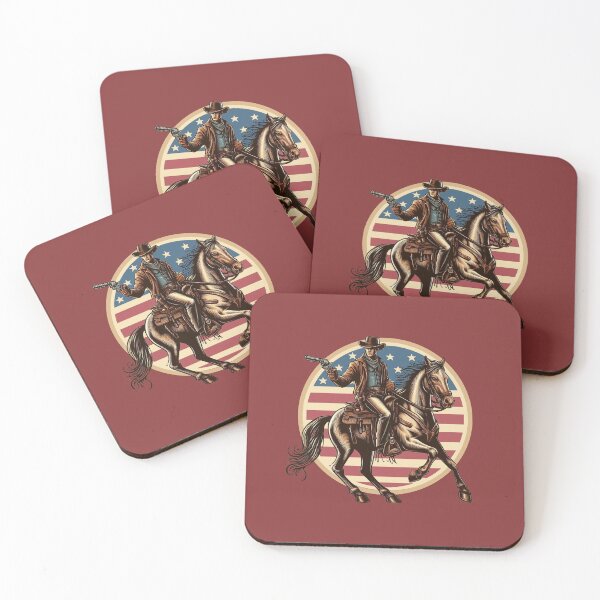 Item preview, VINTAGE COWBOY, HORSE, AMERICAN FLAG, GUNSLINGER, OLD WEST THEME designed and sold by classic car craze.