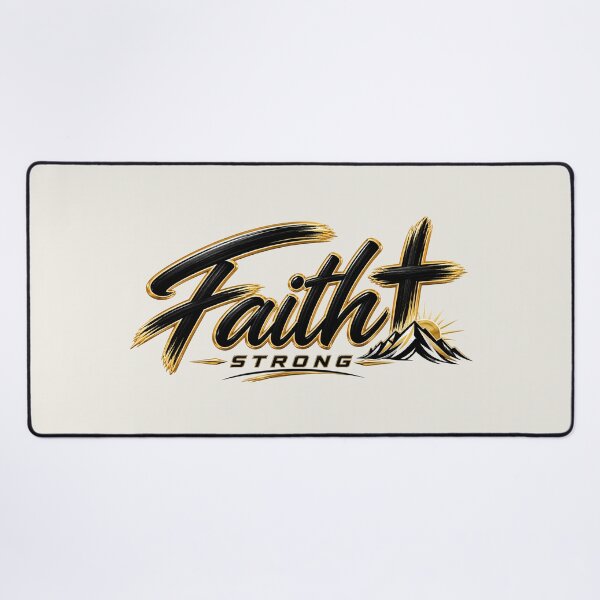 Item preview, Faith Strong – Christian Cross & Mountain Inspirational Design designed and sold by HO•Designs.