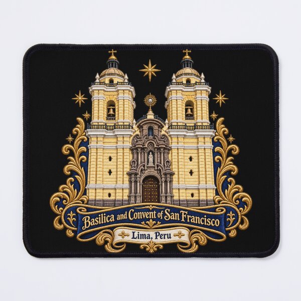 Item preview, San Francisco Basilica Lima Peru Embroidery Crest – Baroque Church Architecture Art designed and sold by Emoji Emblems.