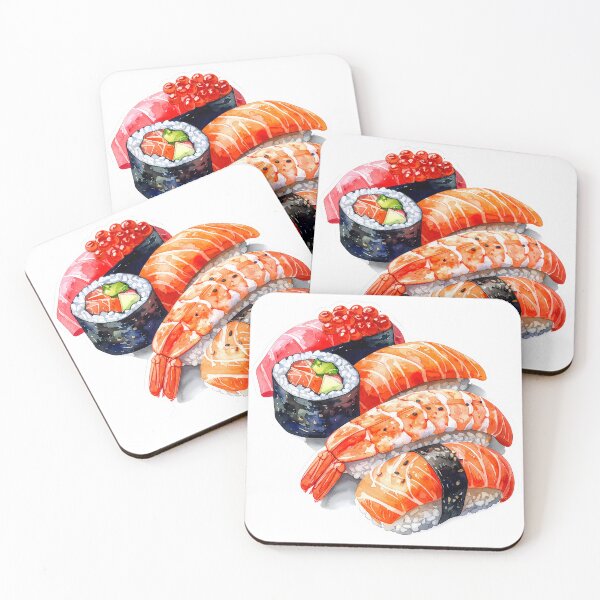 Item preview, Japanese Sushi Watercolor Illustration designed and sold by BetweenForms.
