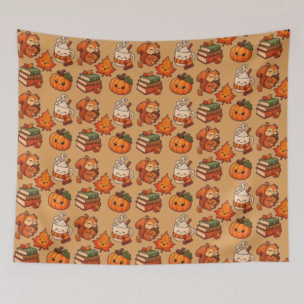 Item preview, Cozy Autumn Squirrel and Pumpkin Pattern designed and sold by NovaToons.