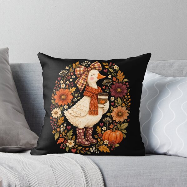Item preview, Whimsical Autumn Goose with Coffee & Wildflowers designed and sold by BumbleBloom7.