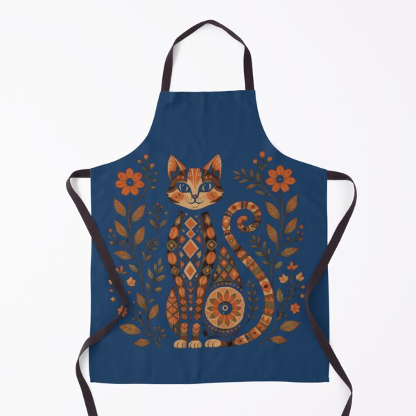 Item preview, Orange Tabby Folk Art Cat – Vintage Floral Botanical Illustration designed and sold by Mousy17.