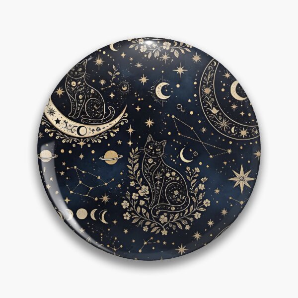 Item preview, celestial cat moon and stars pattern designed and sold by ArtDesignTp.