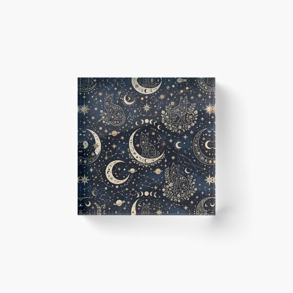 Item preview, celestial cat moon and stars pattern designed and sold by ArtDesignTp.