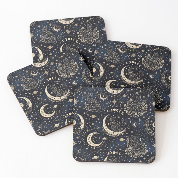 Item preview, celestial cat moon and stars pattern designed and sold by ArtDesignTp.