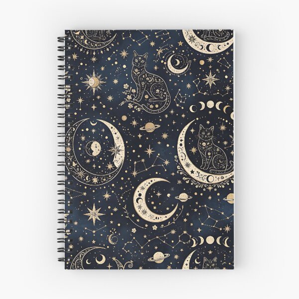 Item preview, celestial cat moon and stars pattern designed and sold by ArtDesignTp.
