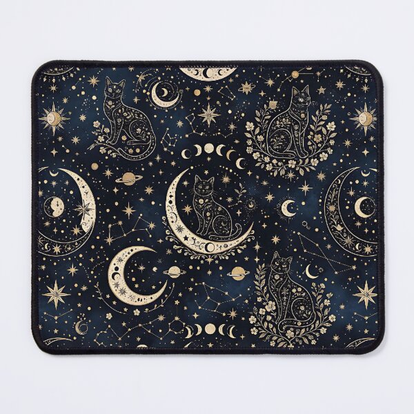 Item preview, celestial cat moon and stars pattern designed and sold by ArtDesignTp.