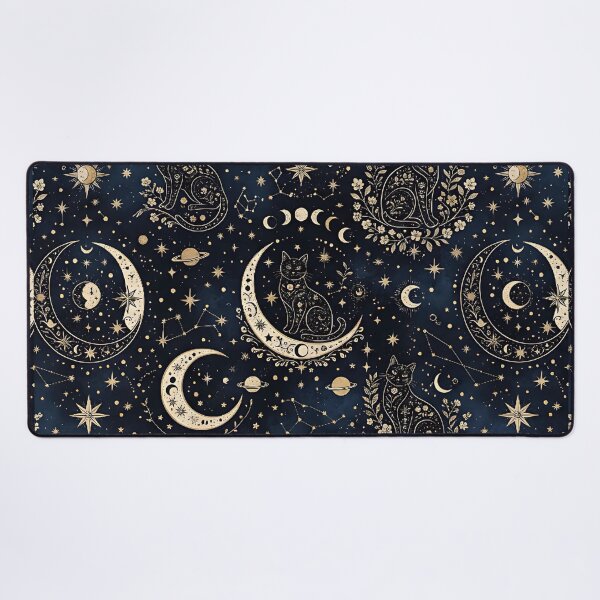 Item preview, celestial cat moon and stars pattern designed and sold by ArtDesignTp.