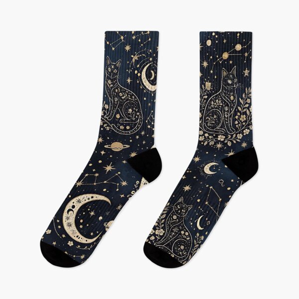 Item preview, celestial cat moon and stars pattern designed and sold by ArtDesignTp.
