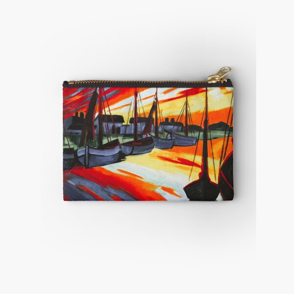 Item preview, Red skies ships in the Port of Leba nautical sunset maritime landscape painting by Max Pechstein designed and sold by Jéanpaul  Ferro.