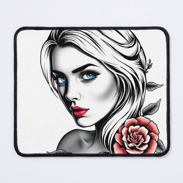 Item preview, Traditional Tattoo Blonde Girl with Rose – Classic Pin Up Art designed and sold by Fenomena Designs.
