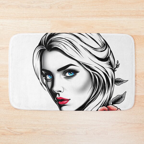 Item preview, Traditional Tattoo Blonde Girl with Rose – Classic Pin Up Art designed and sold by Fenomena Designs.