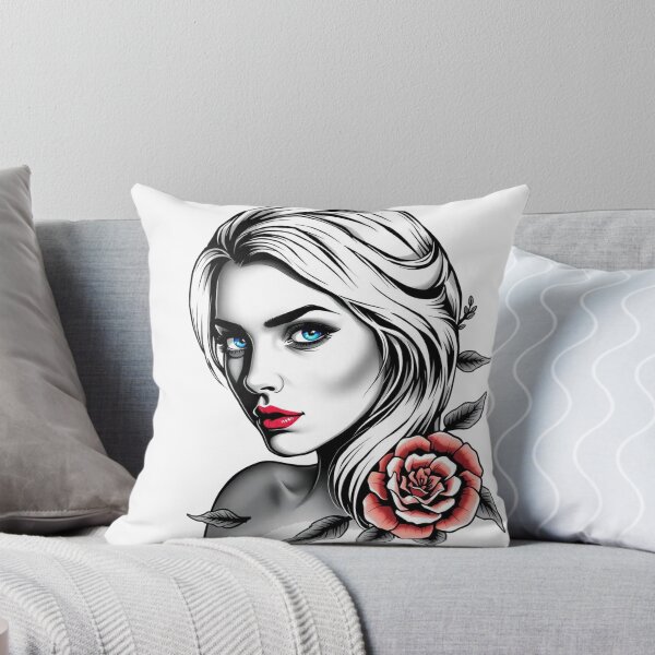Item preview, Traditional Tattoo Blonde Girl with Rose – Classic Pin Up Art designed and sold by Fenomena Designs.