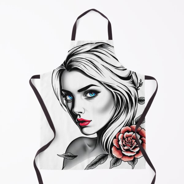 Item preview, Traditional Tattoo Blonde Girl with Rose – Classic Pin Up Art designed and sold by Fenomena Designs.