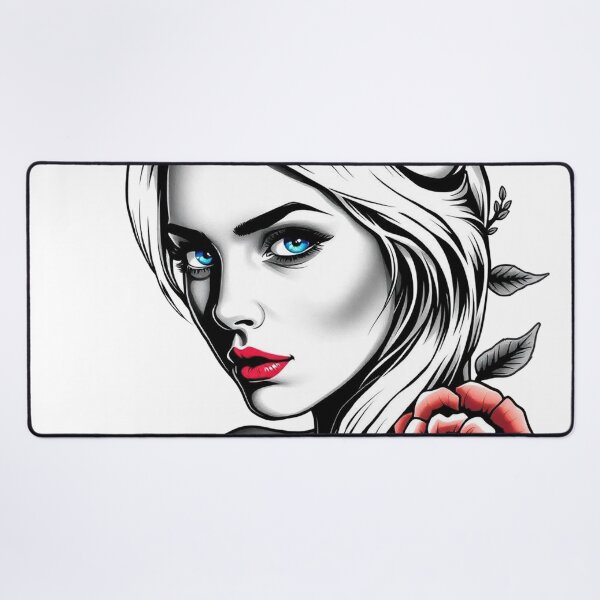 Item preview, Traditional Tattoo Blonde Girl with Rose – Classic Pin Up Art designed and sold by Fenomena Designs.