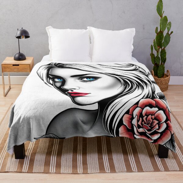 Item preview, Traditional Tattoo Blonde Girl with Rose – Classic Pin Up Art designed and sold by Fenomena Designs.