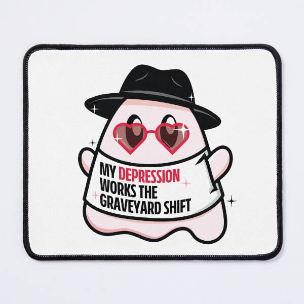 Item preview, My Depression Works the Graveyard Shift Pop Art Ghost Red designed and sold by colormemaroon.