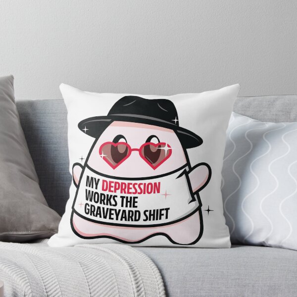 Item preview, My Depression Works the Graveyard Shift Pop Art Ghost Red designed and sold by colormemaroon.