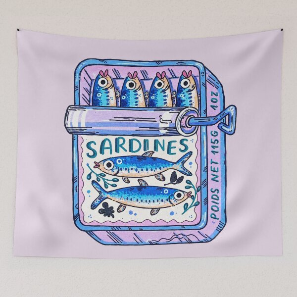 Artikelvorschau, Whimsical Sardine Tin Vintage Fish Illustration entworfen und verkauft von SHARPEI.