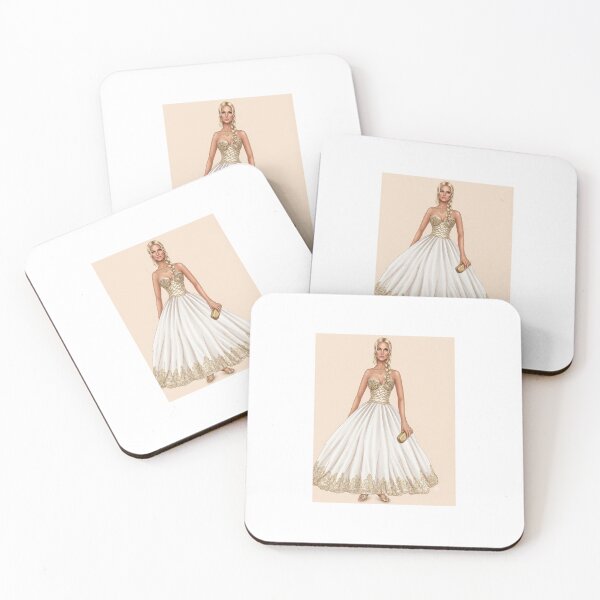 Item preview, Elegant blonde bride in gold embroidered Gown designed and sold by Basakdraw.