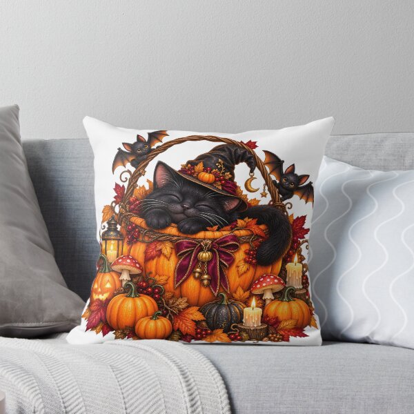 Item preview, Autumn Pumpkin Basket Cat – Gothic Halloween designed and sold by Clothes With Smiling Animals Walt Gral.