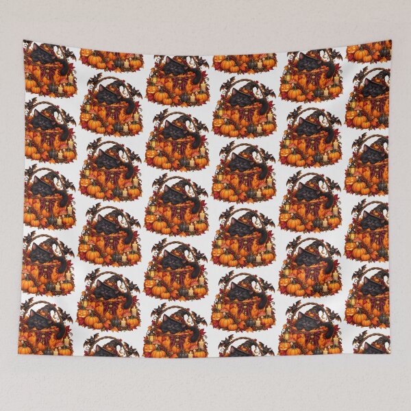 Item preview, Autumn Pumpkin Basket Cat – Gothic Halloween designed and sold by Clothes With Smiling Animals Walt Gral.