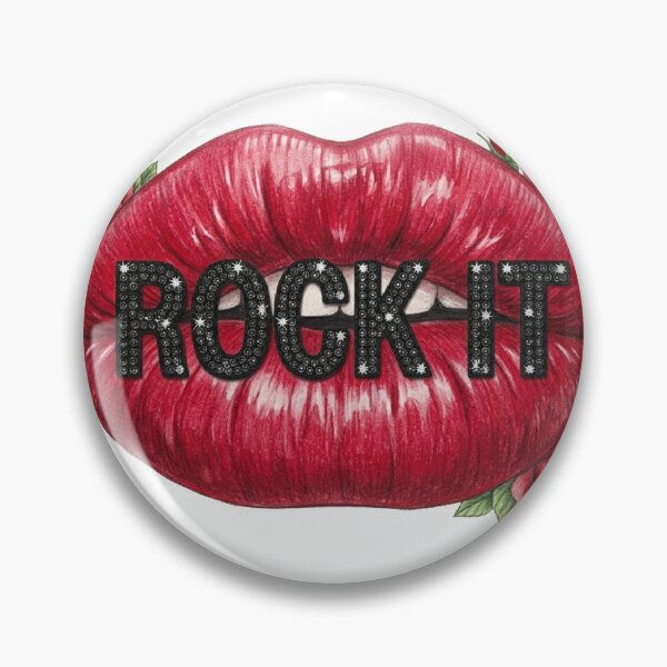Artikelvorschau, Vintage-Kunstdruck mit dem Spruch „Rote Lippen rocken!“ und Rosen entworfen und verkauft von MaRCAStro.