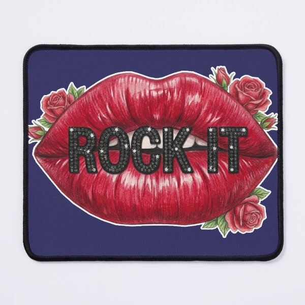 Item preview, Vintage Red Lips Rock It Quote Art with Roses designed and sold by MaRCAStro.