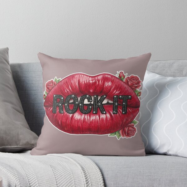 Item preview, Vintage Red Lips Rock It Quote Art with Roses designed and sold by MaRCAStro.