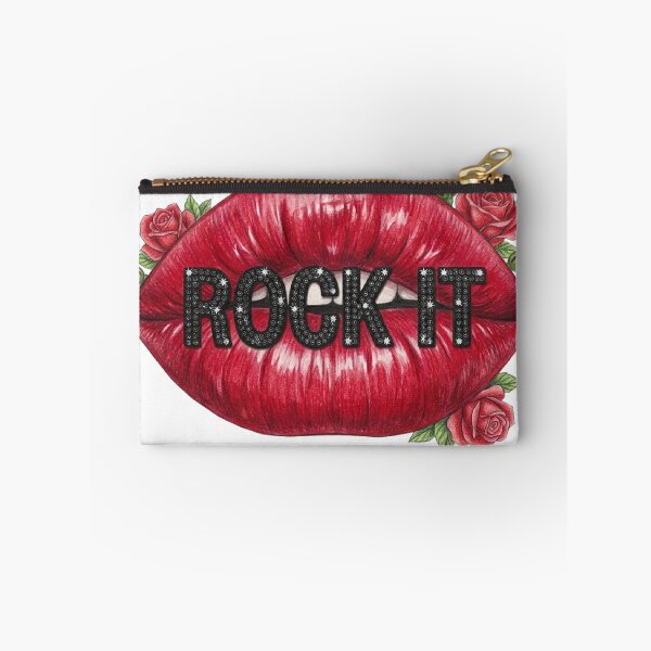 Item preview, Vintage Red Lips Rock It Quote Art with Roses designed and sold by MaRCAStro.