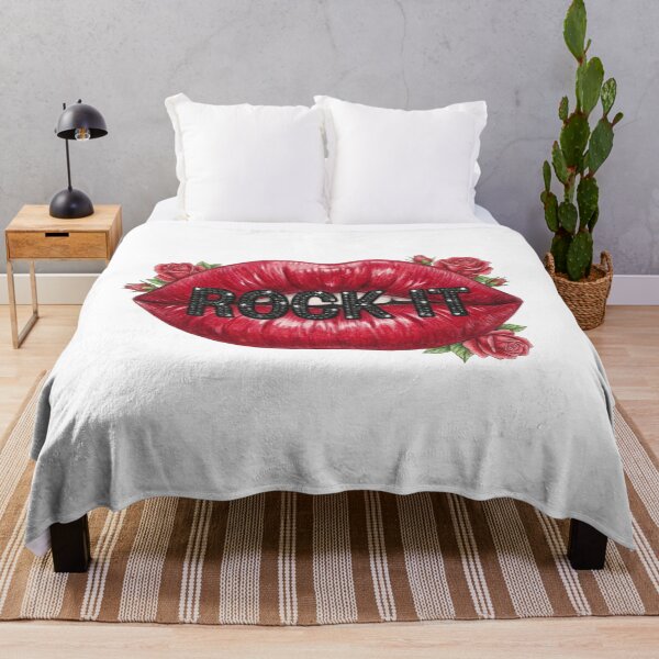 Item preview, Vintage Red Lips Rock It Quote Art with Roses designed and sold by MaRCAStro.