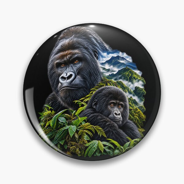 Item preview, Mountain Gorilla – Misty Mountain Rainforest Wildlife Art designed and sold by redsharkuk.