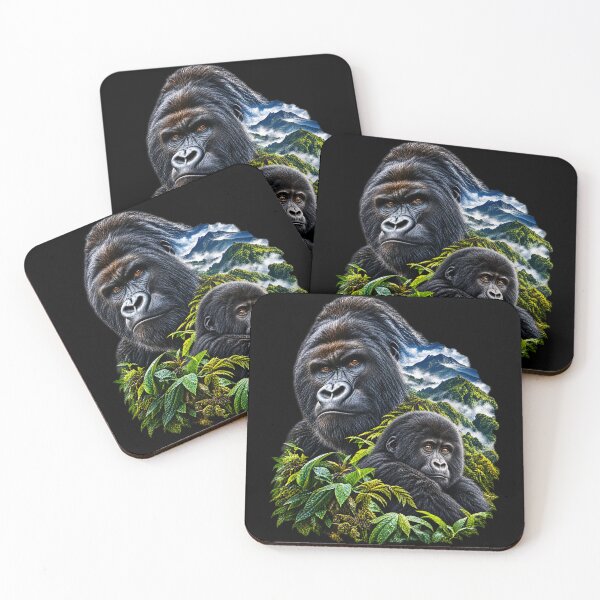 Item preview, Mountain Gorilla – Misty Mountain Rainforest Wildlife Art designed and sold by redsharkuk.