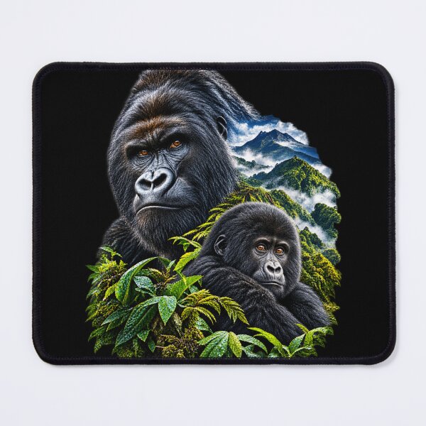 Item preview, Mountain Gorilla – Misty Mountain Rainforest Wildlife Art designed and sold by redsharkuk.