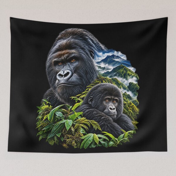 Item preview, Mountain Gorilla – Misty Mountain Rainforest Wildlife Art designed and sold by redsharkuk.