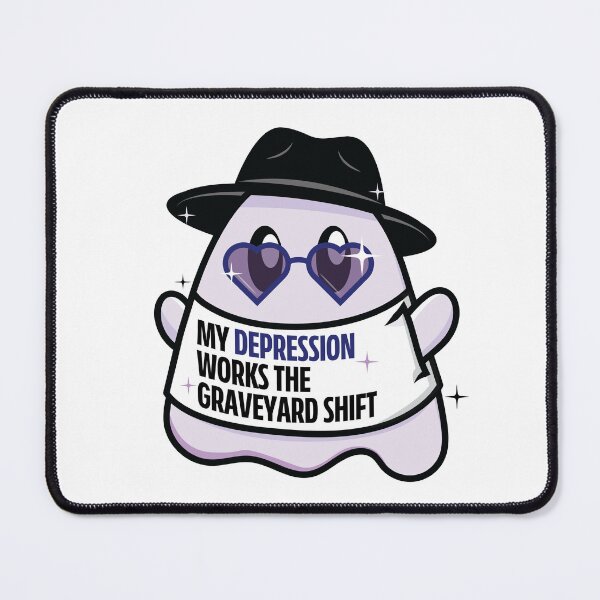 Item preview, My Depression Works the Graveyard Shift Pop Art Ghost Purple designed and sold by colormemaroon.