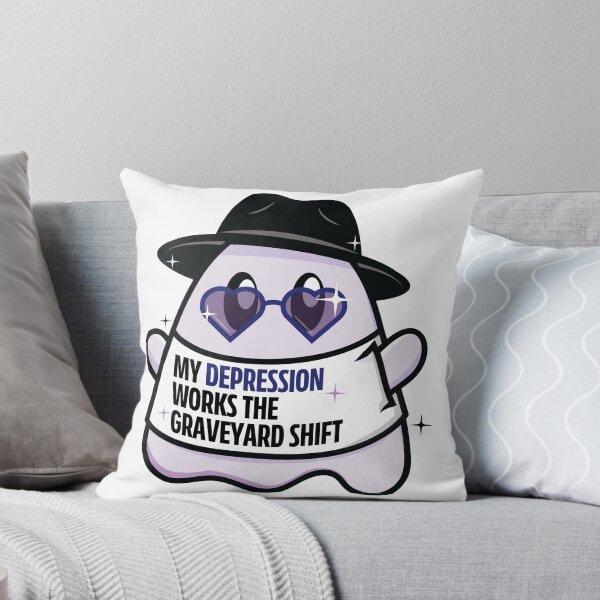 Item preview, My Depression Works the Graveyard Shift Pop Art Ghost Purple designed and sold by colormemaroon.