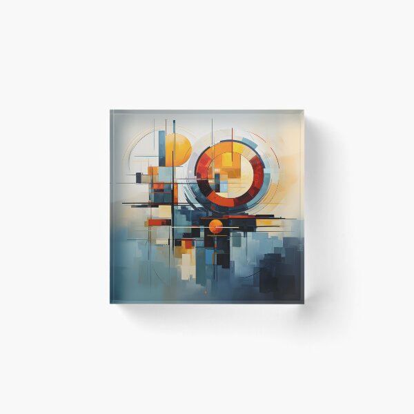 Item preview, Abstract Geometric Circles in Orange and Blue Modern Art designed and sold by GutyzDesignsES.